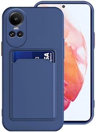 Compatible with Oppo Reno 10 Pro Case Silicone with Card Holder Black, for Oppo Reno 10 Phone Case Silicone Liquid Shockproof Protective Slim Cover Blue