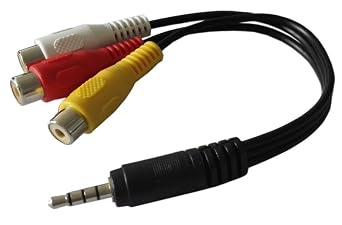 MyCableMart 3.5mm 4 Conductor TRRS Male to 3 RCA Female L/R Audio & Video Adapter Cable