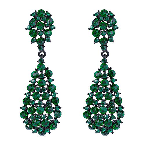 EVER FAITH Women's Austrian Crystal Party Hollow-out Teardrop Dangle Earrings