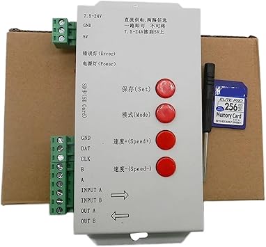 T1000S 2048 Pixel 512 Controller Card WS2801 WS2811 WS2812B LPD6803 LED Light Strip DC5V 12V 24V RGB Full Color Controller