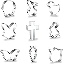 ZADE Easter Cookie Cutter Set - Stainless Steel Bunny Cookie Cutter and Flower Cookie Cutter,9PCS Easter Egg Basket, Cross, Butterfly, Carrot and Chick Shapes Biscuit Cutters for Baking and DIY Gifts