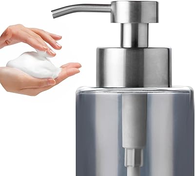 Enra Soap Dispenser Pump Replacement 304 Rust Proof Stainless Steel Soap Gold Pump Head for Enra 12 oz Poam Dispenser Silver Foam Pump