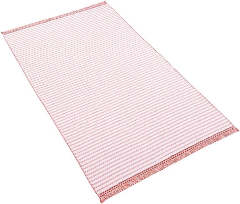 Kassatex Beach Towel Oversized Extra Large 40 X 70 Riviera Red Coral Rose White Striped Organic Cotton