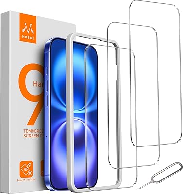 Mkeke Clear Case and Screen Protector 3 Pack for iPhone 15 6.1, Military-Grade Drop Protection, Shockproof