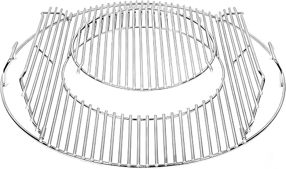 21.5 in Stainless Steel Hinged Cooking Grate for 22 in Weber, Round Hinged Cooking Grid Replacement Gourmet BBQ System for Weber 22 Original Kettle Series 8835 Charcoal Grills