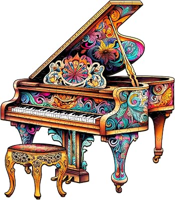 Wooden Puzzles for Adults, Piano Medium-170PCS Wooden Jigsaw Puzzle, 10  11.4in Unique Shaped Musical Note Wood Puzzles Adult, Music Instrument Birthday Christmas
