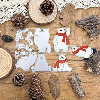Lapoo Festivals Metal Cutting Die for Scrapbooking - Christmas Cut Stencils for DIY Scrapbook Photo Album Decorative Paper Card, Card Making Supplies, Embossing Three Polar Bears 4.9 x 4 in