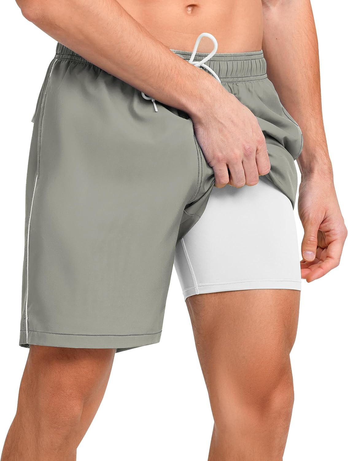 unitop Mens Swim Trunks with Compression Liner Quick Dry Beach Board Shorts with Pockets