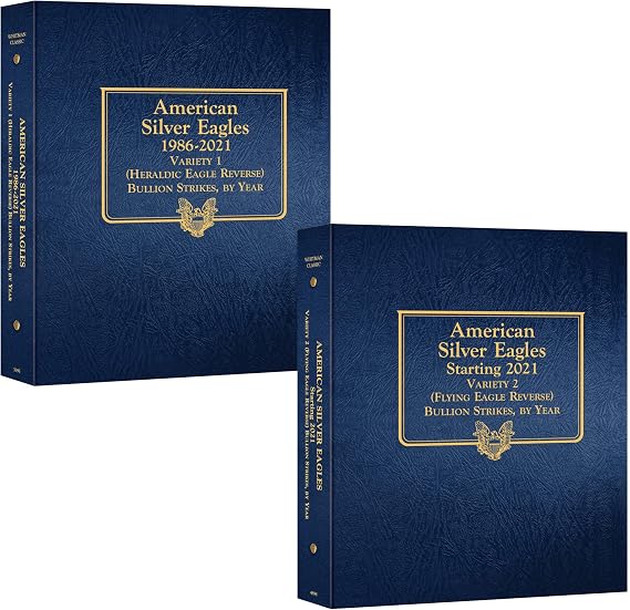 Whitman US American Silver Eagle Coin Album Two Volume Set Starting 1986#3395 and #4898